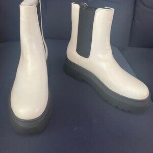 White Boots with black chunky sole-never worn